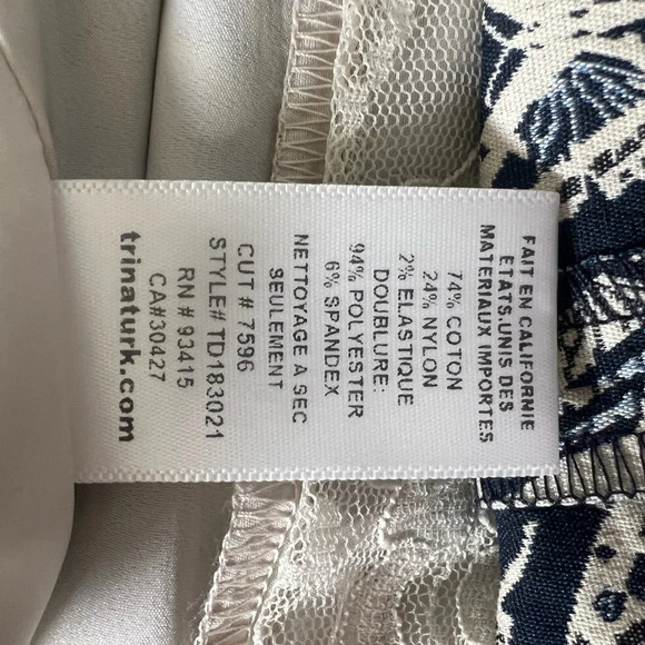 Trina Turk butterfly dress Pacific Butterfly jacquard fringe indigo ivory size 6 - Picture 10 of 14